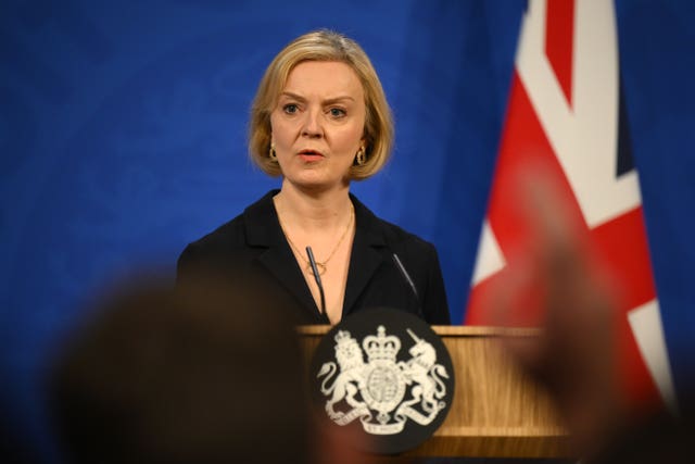 Prime Minister Liz Truss during a press conference in the briefing room at Downing Street on Friday 