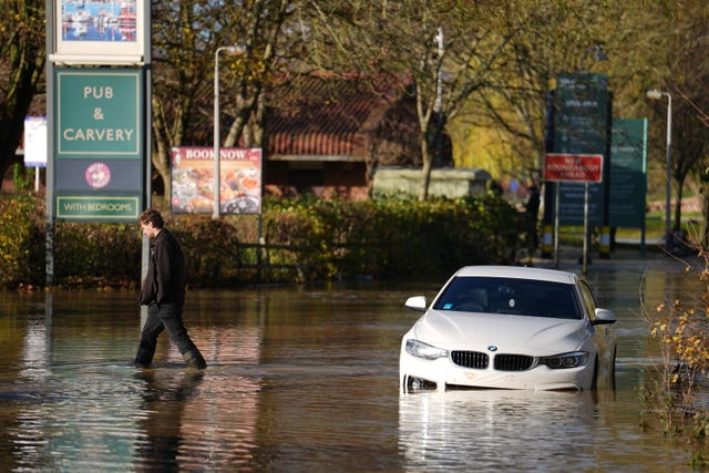 A car stranded in a flood