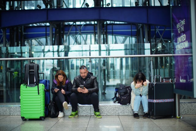 Stranded passengers at Heathrow terminal five 