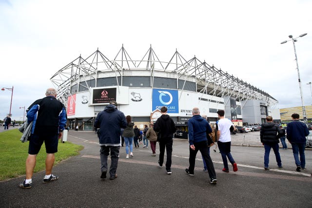 Supporters returned to Pride Park as Derby hosted Huddersfield in their Championship opener (Nigel French/PA).