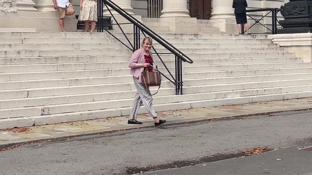 Former Conservative MP Katie Wallis leaving Cardiff Crown Court