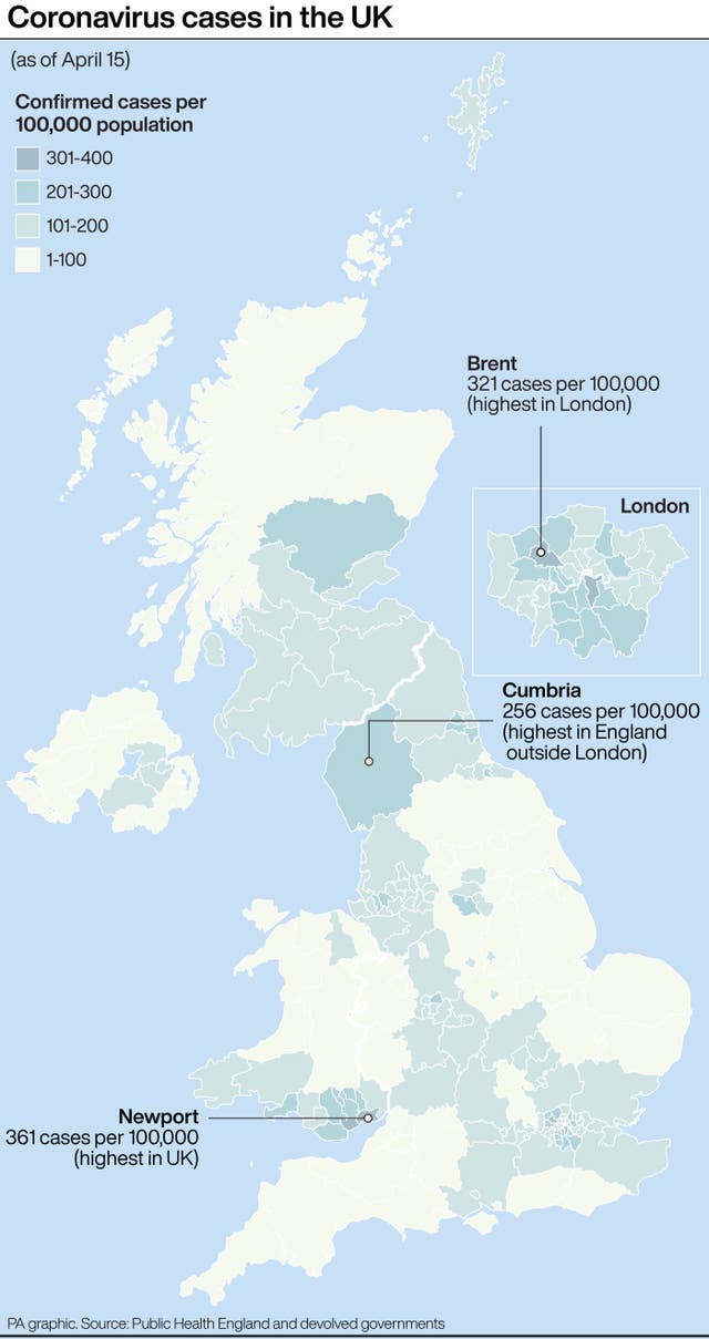 Coronavirus cases in the UK