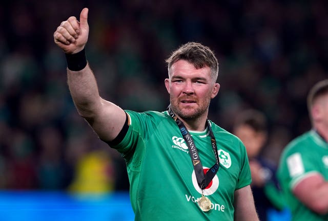 Ireland captain Peter O’Mahony celebrates after winning the 2024 Guinness Six Nations title