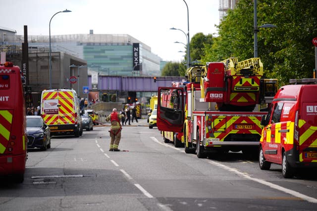 Fire crews at the scene of the blaze at Television Centre