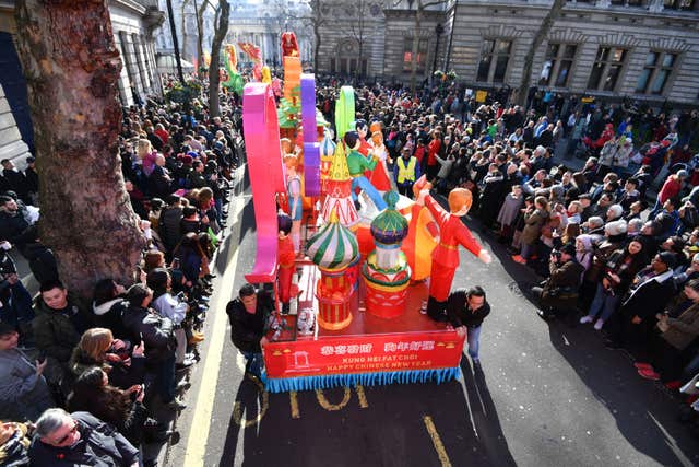 The parade route began at Charing Cross Road and into Trafalgar Square (John Stillwell/PA)