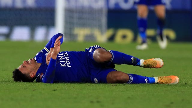 James Justin was injured during an FA Cup match between Leicester and Brighton in February 2021
