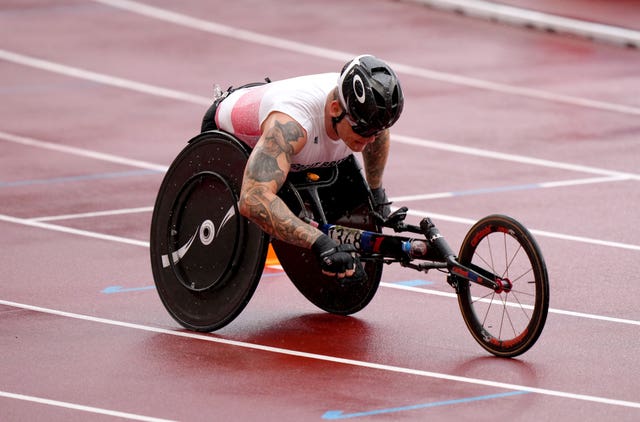 Great Britain’s David Weir finished fifth in the T54 marathon