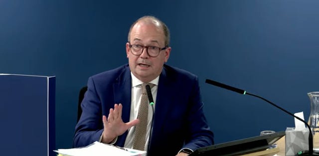 Northern Ireland chief medical officer Sir Michael McBride giving evidence for module 7 to the UK Covid-19 Inquiry in London