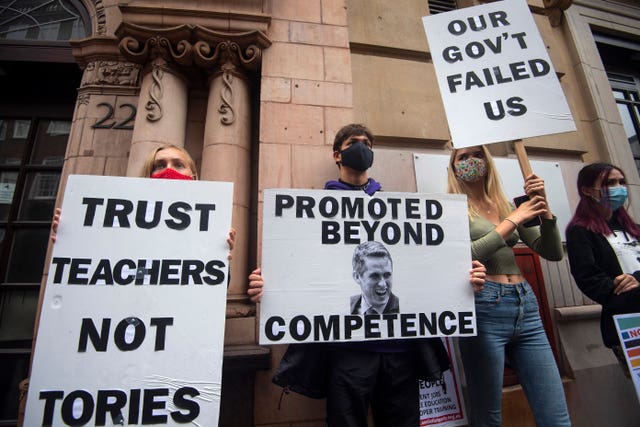 Students protest in Westminster over the government’s handling of A-level results