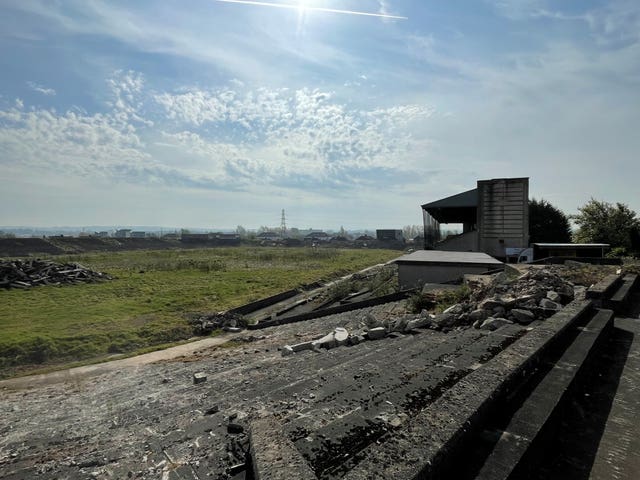 A general view of the derelict grounds of the Casement Park stadium