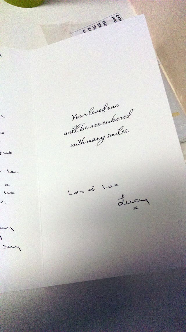 The sympathy card that was shown to the jury in the Lucy Letby murder trial 