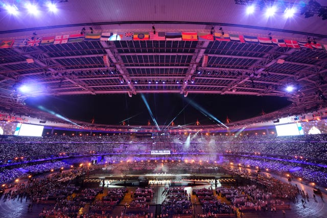 Fireworks during the closing ceremony of the Paris 2024 Paralympics