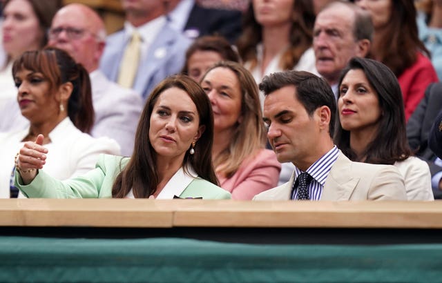 Roger Federer, right, and the Princess of Wales in the Royal Box 