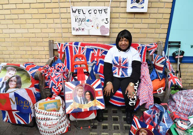 Sharon McEwan camped outside the Lindo Wing in Paddington to hear the news (Dominic Lipinski/PA)