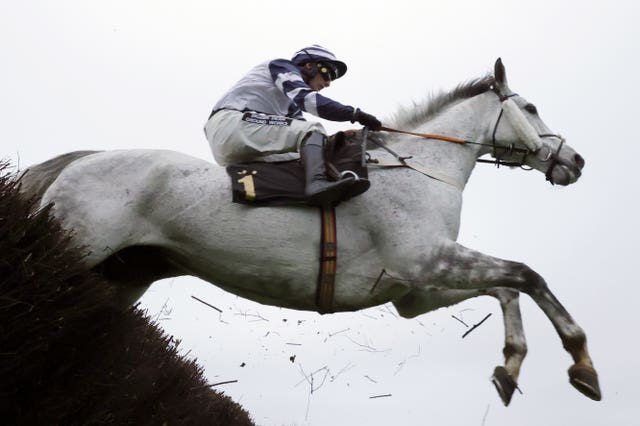 Al Dancer clears a fence at Wincanton on his way to a front-running victory 