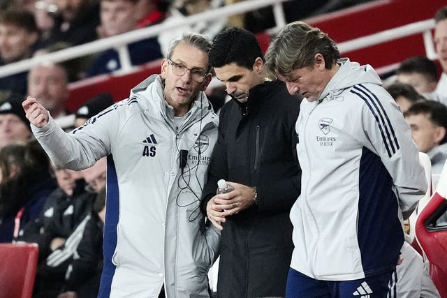 Arsenal manager Mikel Arteta praised coaches like Gabriel Heinze (right) and Albert Stuivenberg (left) 