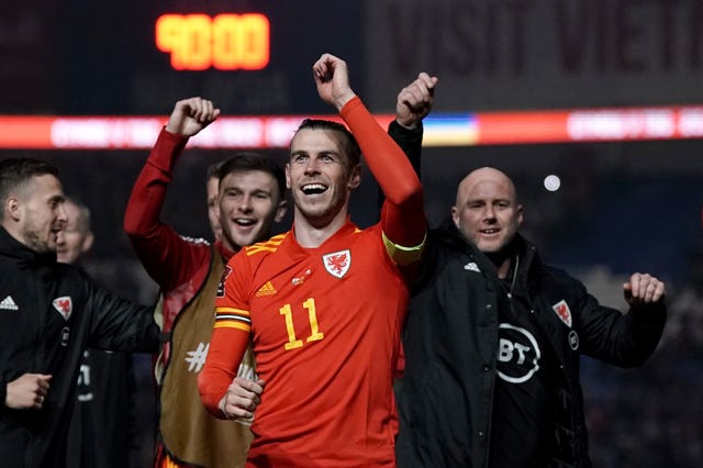 Gareth Bale and Rob Page celebrate after a Wales victory