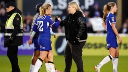 Erin Cuthbert (left) and Chelsea manager Emma Hayes (John Walton/PA)