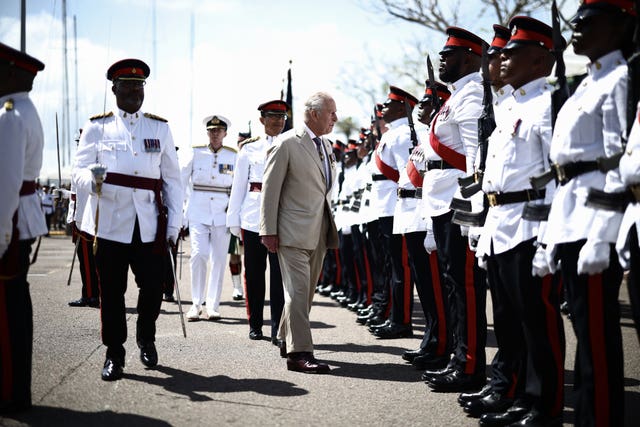 The King greeting members of the Royal Bermuda Regiment 