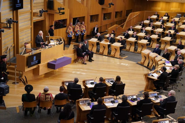 King Charles III speaking to MSPs in Holyrood