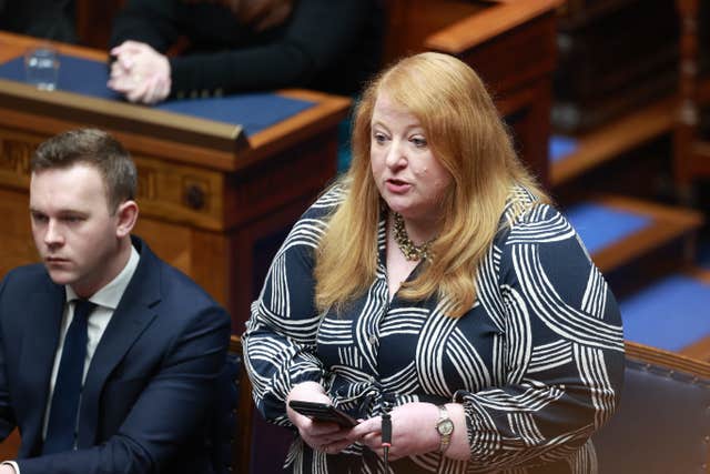 Justice Minister Naomi Long in the assembly chamber