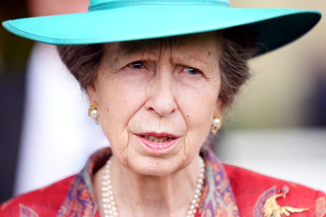 The Princess Royal in a turquoise hat on day one of Royal Ascot at Ascot Racecourse, Berkshire, in June