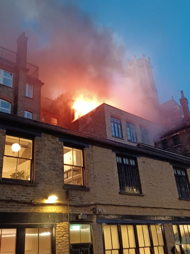 Flames coming from the Chiltern Firehouse