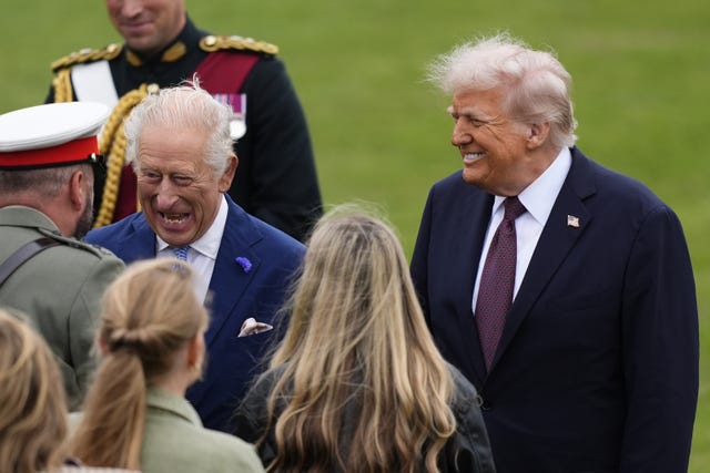 US President Donald Trump with the King at a Beating Retreat military ceremony in Windsor Castle last year 