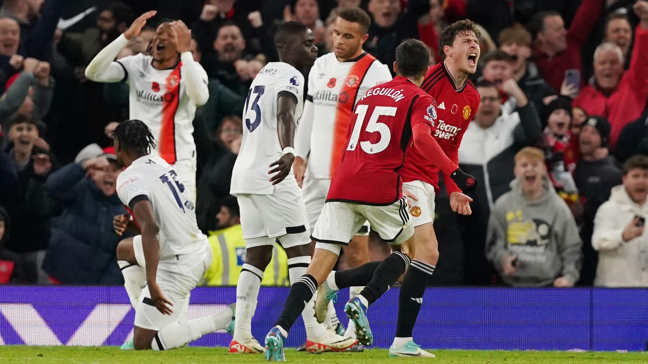 Victor Lindelof celebrates scoring the winning goal
