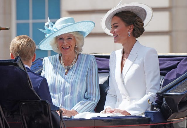Prince George, the Duchess of Cornwall and the Duchess of Cambridge
