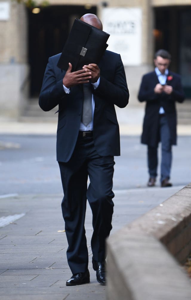 Ex-Charlton defender Richard Rufus arrives at Southwark Crown Court