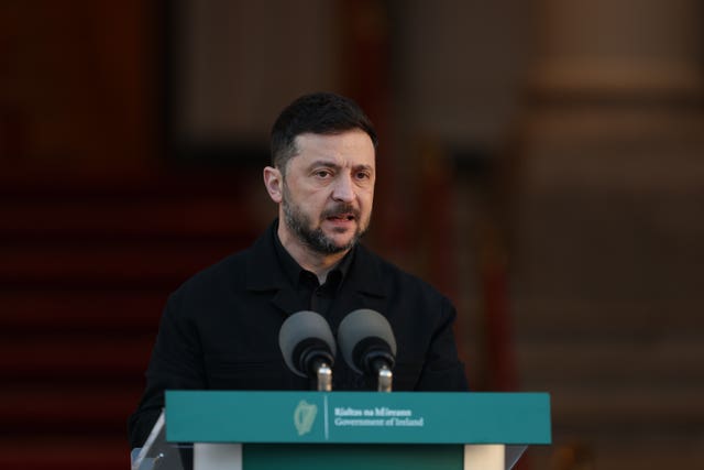 Ukrainian President Volodymyr Zelensky speaks