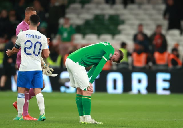 Republic of Ireland striker Evan Ferguson enjoyed little service against Greece