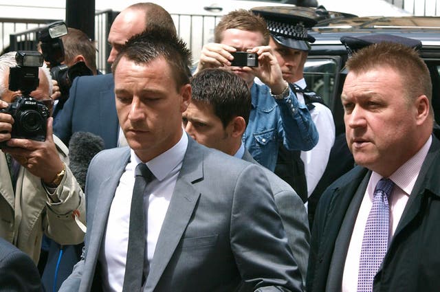 John Terry arriving at Westminster Magistrates Court in 2012