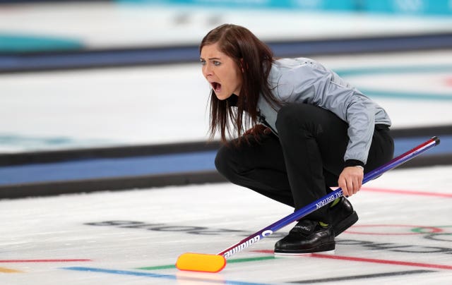 Great Britain skip Eve Muirhead shouts instructions during the semi-final loss against Sweden