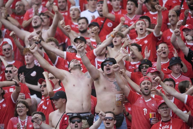 Switzerland fans in the stands during their side's match against Italy