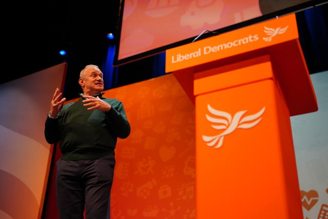 Sir Ed Davey on stage at the Liberal Democrats' autumn conference