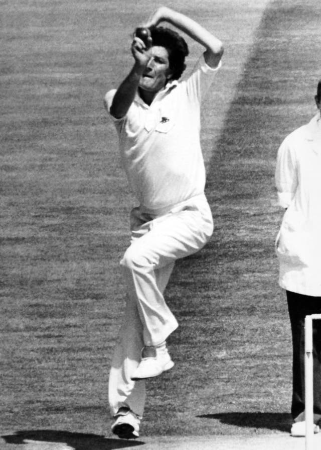 Willis demonstrates his fast bowling action at The Oval in 1981