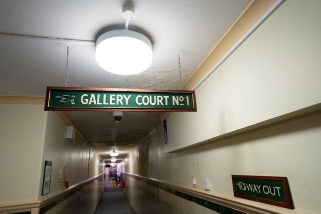 A corridor leading to court No 1 at the Old Bailey in London