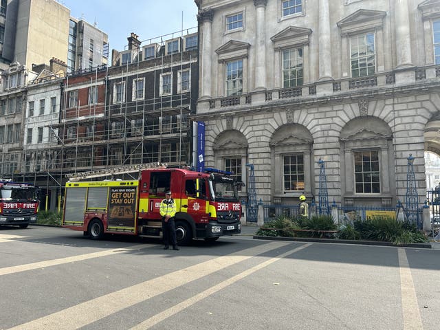 Firefighters outside Somerset House in central London