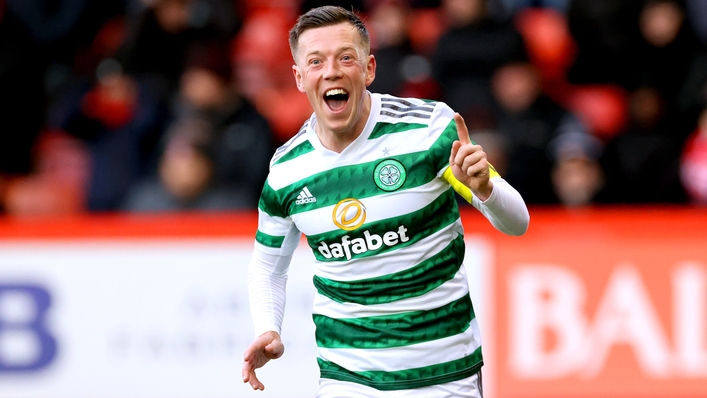 Celtic’s Callum McGregor celebrates his winner (Steve Welsh/PA)