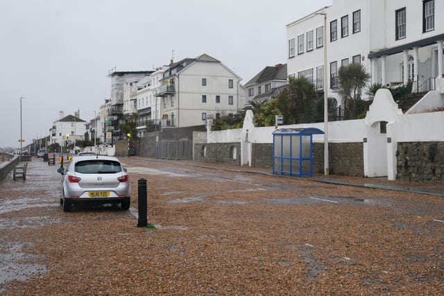 A road in Sandgate covered with stones