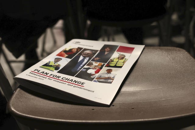 A copy of Labour's 'plan for change' sits on a chair ahead of a speech by Keir Starmer