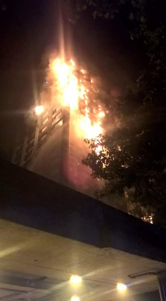 A photograph taken by firefighter Brett Loft at the scene of the Grenfell Tower fire in June 2017 (Grenfell Tower Inquiry/PA)