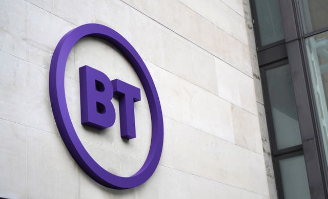 BT's logo on a wall