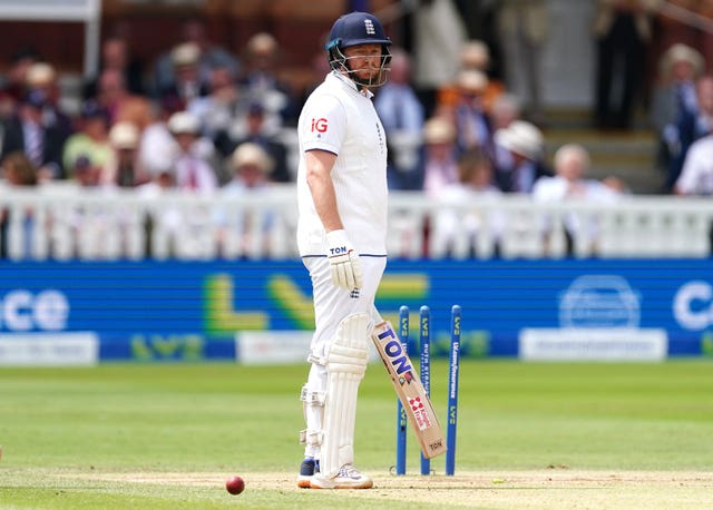 Jonny Bairstow looks on after being caught unawares by his stumping at Lord's.