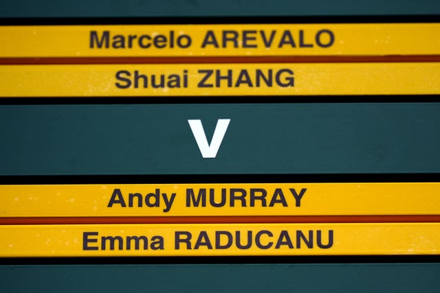 The order of play at Wimbledon shows Emma Raducanu and Andy Murray's mixed doubles match