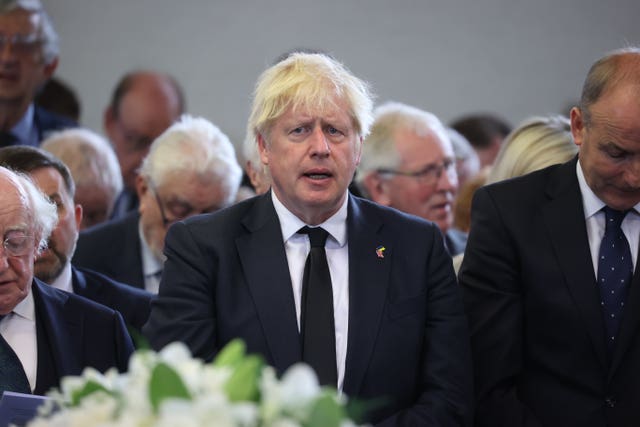 Prime Minister Boris Johnson at the funeral of former Northern Ireland first minister and UUP leader David Trimble