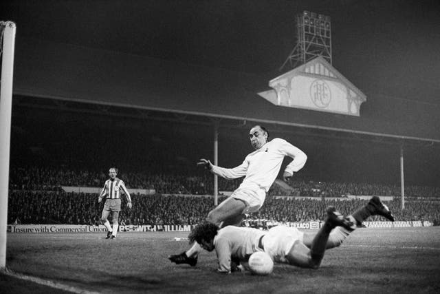 Alan Gilzean, centre, scored 133 goals in 439 appearances for Tottenham