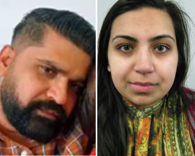  Undated handout file photos issued by Surrey Police of Urfan Sharif (left) and Beinash Batool. Urfan Sharif, the father of 10-year-old Sara Sharif